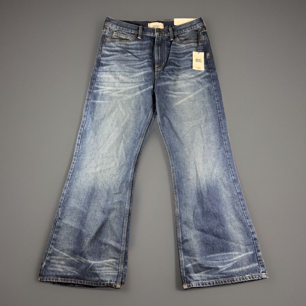 NWT Urban Outfitters BDG Slacker Fit Jeans 34x32 Men's Blue Baggy Flare Skate